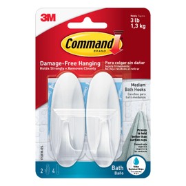 3M Command Gancho para Baño, Mediano (Modelo 17081B)