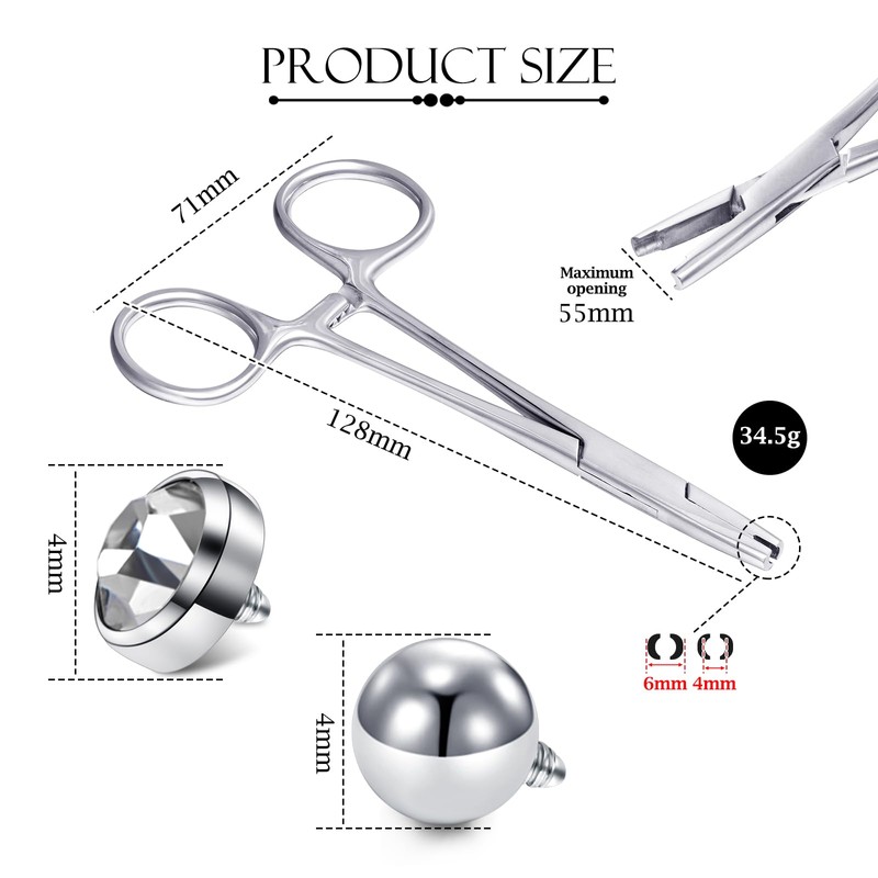 4 mm Piercing Pliers Piercing Tool Stainless Steel Self-Retaining Piercing