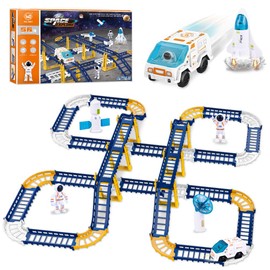 Kids Train Track Toy Set with Variable Track for 2 3 4 5 6 7 Years Old, Toddlers Educational Construction Toys, Electric Train Track Playset, Boys Girls Birthday
