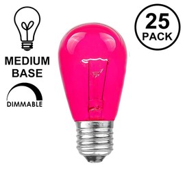 Novelty Lights 25 Pack S14 Outdoor Patio Edison Replacement Bulbs, E27 Medium Base, Pink, 11 Watt
