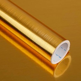 Abyssaly Gold Stainless Steel Wallpaper Contact Paper, Gold Fridge Wrap Peel and Stick for Kitchen,Self-Adhesive Metallic Wallpaper for Microwave Oven and Cabinets 11.8" X 78.2"