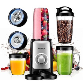 Smoothie Blender, Personal Blender for Shakes and Smoothies,12Pcs Coffee Grinder and Countertop Blenders Combo for Kitchen, Portable Smoothie Blenders with 10oz/17oz x2/23oz Cups (BLACK) (black2)