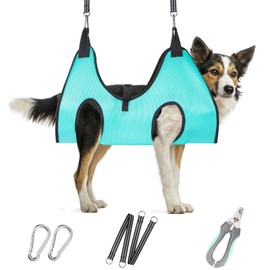 ATESON Dog Grooming Hammock - Upgrade Pet Grooming Harness for Nail Trimming (L 50lb), Dog Sling for Nail Clipping, Dog Hanging Holder Hanger for Cutting Nail with Nail Clippers