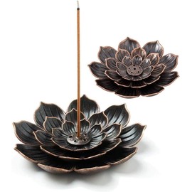 2Pcs Brass Lotus Incense Holder,Detachable Sticks Incense Burner Ash Catcher,Brass Stick Incense Burner Lotus Incense Burner,Lotus Brass Stick Incense Burner Holder Incense Burner with Ash Catcher