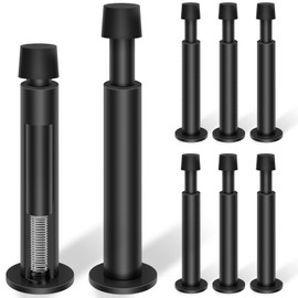 KOLAKO Door Stopper, 8 Pack Black Door Stops, 4.4 Inch Spring Door Stoppers for Bottom of Door with Soft Rubber Tip, Modern Door Stop Bumpers for Wall Protector