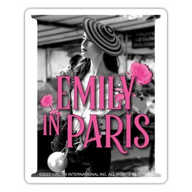 Spreadshirt Emily In Paris Emily With Roses Black and White Stickers, 10 x 10 cm, Matt White
