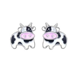 Cute Cow Stud Earrings for Women Milk Cow Dairy Cattle Animal Stud Earrings for Milk Lover-Cow A