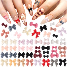 HINZIC 90Pcs Colorful Bow Nail Charm, 3 Styles Multiple Sizes Butterfly Nail Bows Glitter Rhinestones Acrylic Kawaii Valentines Wedding Prom Decoration for Women Scrapbook Envelope Cards Making