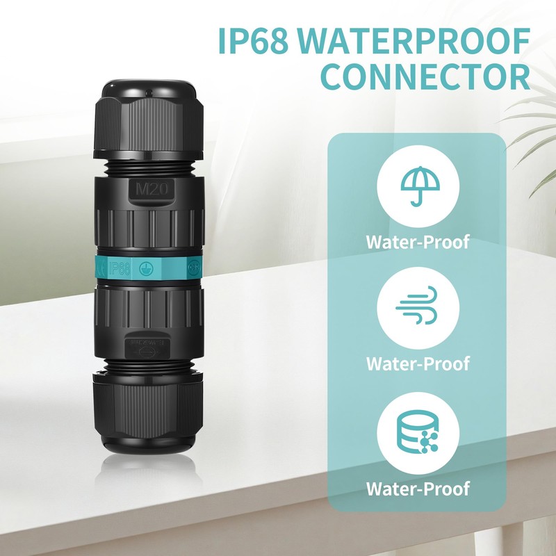 Pack of 4 Cable Connectors Waterproof IP68 for Diameter 5-12