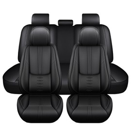 Leather Seat Covers for Jeep Wrangler Unlimited 2009-2022,Premium Car Seat Covers Full Set,Waterproof Car Seat Protectors with Airbag,Comfort Interior Cover Seats for Cars(Black)