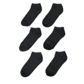 MaMia Women's 6 Pairs of Ankle Socks Low Cut Sport Peds-9-11 (fits shoes 5-10)-Black