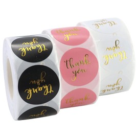 3 Roll / 1500 Pcs 1 Inch Thank You Stickers, Thank You for Supporting My Small Business Stickers, Round Sticker for Party Bags, Envelope Seals, Gift Labels, Wedding Stickers, Small Business Supplies
