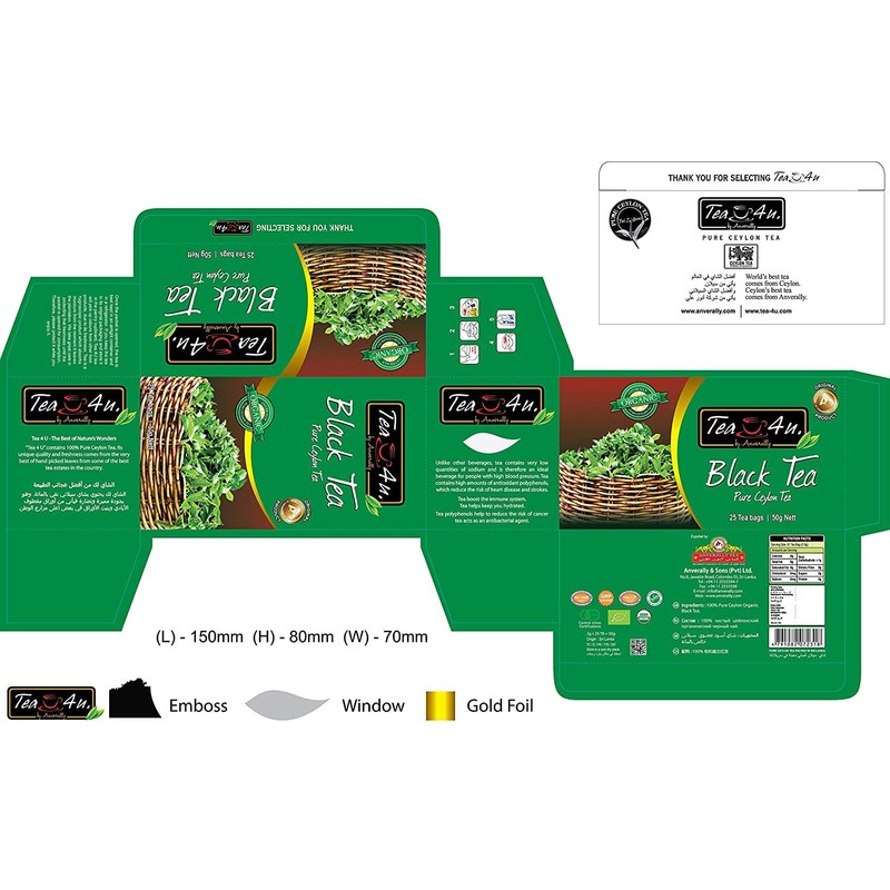 Tea4U Organic & Original Ceylon Black Tea Bags