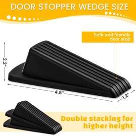 Frienda 72 Pcs Door Stoppers Bulk for Bottom of Door Rubber Door Wedge Stop Height up to 1.2 Inches Sturdy Door Stop Bulk for Heavy Duty Door Bottom Carpet Tile Concrete Wooden Floor (Black)
