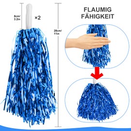 Cheerleader Pompoms with Handle Pompoms Cheerleading Cheerleader Pompoms Hand Flowers Pompoms Cheerleader for Sports Events Dance Party Ball Games Carnival Parties Used 2 Pieces Blue