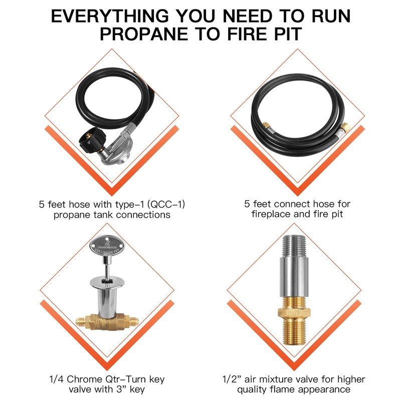 EXCELFU Propane Gas Fire Pit Kit Connection Hose Installation Kit,