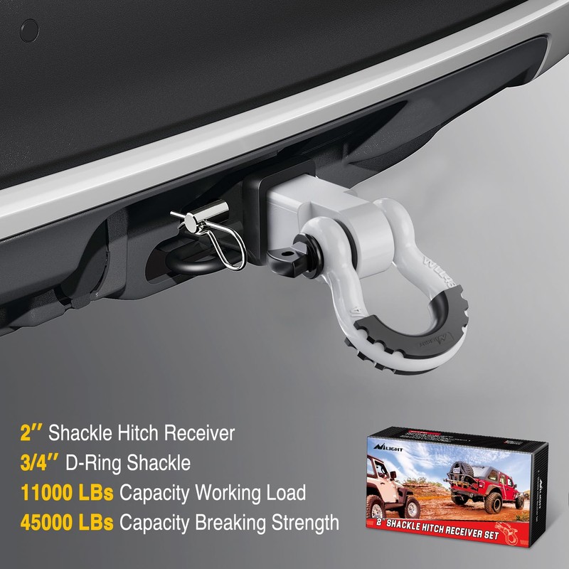 Nilight Shackle Hitch Receiver 2Inch 45000 LBs Breaking Strength 3/4"