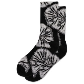 Hot Sox Women's Fun Pattern and Solid Crew Socks-1 Pair Pack-Cool & Classic Novelty Design Gifts, Knit Radial Tie Dye (Black), 4-10