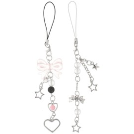 jojofuny 2pcs Cute Butterfly Star Phone Chain Pink Cell Phone Charm Strap for Phone Bag Keychain Camera Pendants Decor