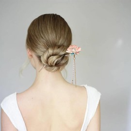 2 pcs hinese Flower Hair Stick Metal Vintage Tassel Hair Pins for Women Girls Party Wedding Daily Thick thin hair Accessories