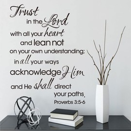 Runtoo Trust in The Lord Wall Decals [Extra Large] Bible Verse Inspirational Quotes Wall Stickers for Bedroom Living Room Family Lettering Wall Decor