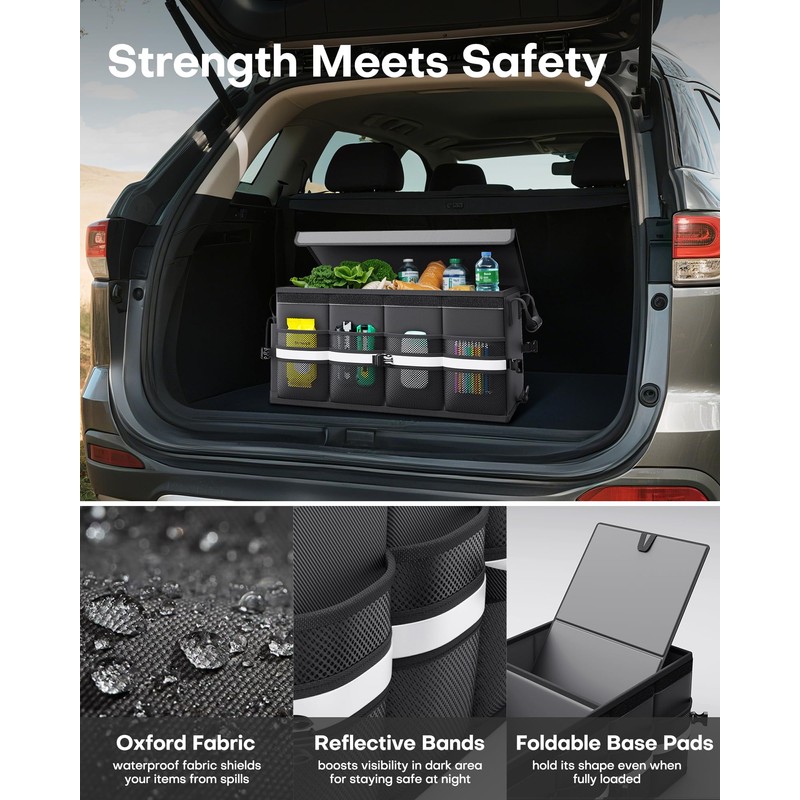 HOTOR Car Trunk Organizer - Foldable Trunk Organizer for SUV,