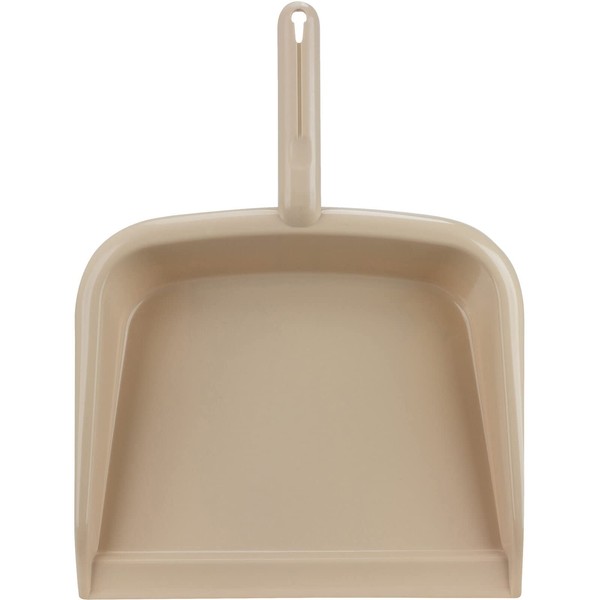 SPARTA Large Handheld Dustpan with Hanging Hole, Heavy-Duty Plastic Dustpan with Wide Lip for Countertops and Surfaces, Plastic, 10 Inches, Tan