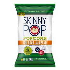 SkinnyPop Cheddar Jalapeno, 4.4oz Grocery Size Bags, Skinny Pop, Healthy Popcorn Snacks, Gluten Free