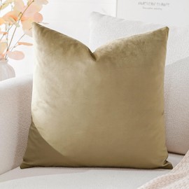 Artscope Luxury Velvet Cushion Covers Super Soft Decorative Square Throw Pillow Covers Case Cushion Covers for Sofa Couch Bedroom Car Decor 45x45cm Tan