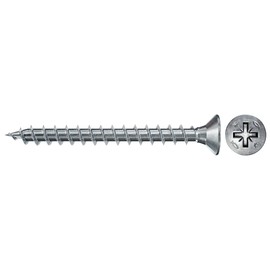 fischer 670087 FPF Power-Fast II 3.5 x 20mm Chipboard Wood Screws, Countersunk Head with Phillips, Fully Threaded, Galvanised Blue Passivated, Box of 200