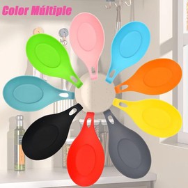 Soporte de Cuchara d Silicona Resistente al Calor, 2 Porta Cucharas de Cocina, Soporte de Silicona para Cuchara,Porta Cucharas para Cocina,Reposapiés de Silicona para Utensilios de Cocina (Verde Azul)
