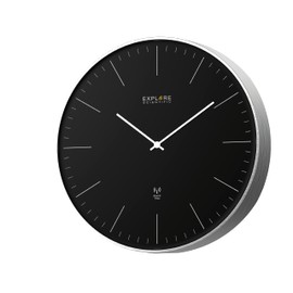 Explore Scientific RAC1001 25cm Radio-Controlled Black Metal Wall Clock with Precise Movement No Adjustment Required Contemporary Design No Numbers
