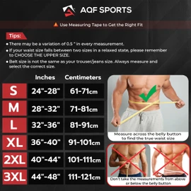 AQF Weight Lifting Belt for Men Gym Fitness, 4" 6" Padded Lumbar Back Support, 7mm Thick Leather Training Belt, Powerlifting, Bodybuilding (Large 32"-36", Matte Black 6 Inch)