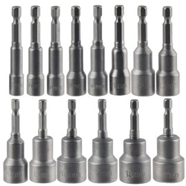 14 Piece Socket Wrench Set Socket Adapter Set - 1/4 Inch 6-19 mm Socket Spanner Magnetic Hex Socket Adapter, Drill Bit Set Magnetic Socket Set 1/4 Inch Hex