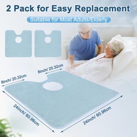 NEAUDE 2 Pack Adult Bibs for Women Men, Clothing Protectors Washable, Reusable Drool Bibs for Eating, Senior Citizens Velcro Towel Bibs, Waterproof Large Terry Cloth Bib for Elderly Bedridden