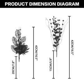 SY Super Bang 20 Pack Christmas Tree Decorations, Black Christmas Ornaments Artificial Glitter Berry Picks and Sprays Stems Branches Picks Twigs, for Winter Xmas Tree Vase Filler Home Holiday Decor