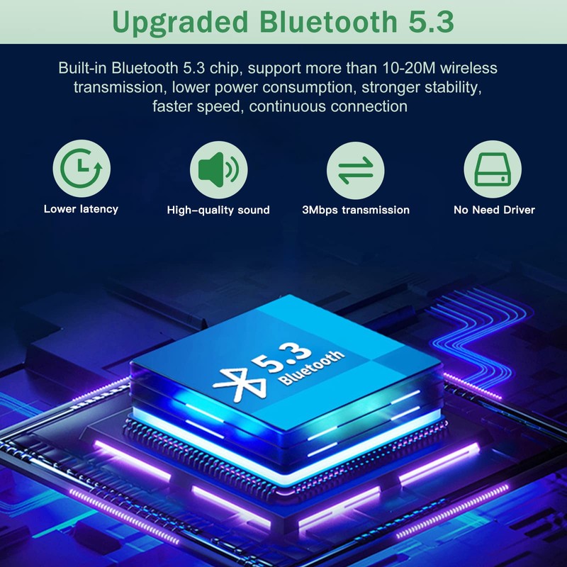 USB Bluetooth Adapter for PC - QGOO Bluetooth Dongle 5.3