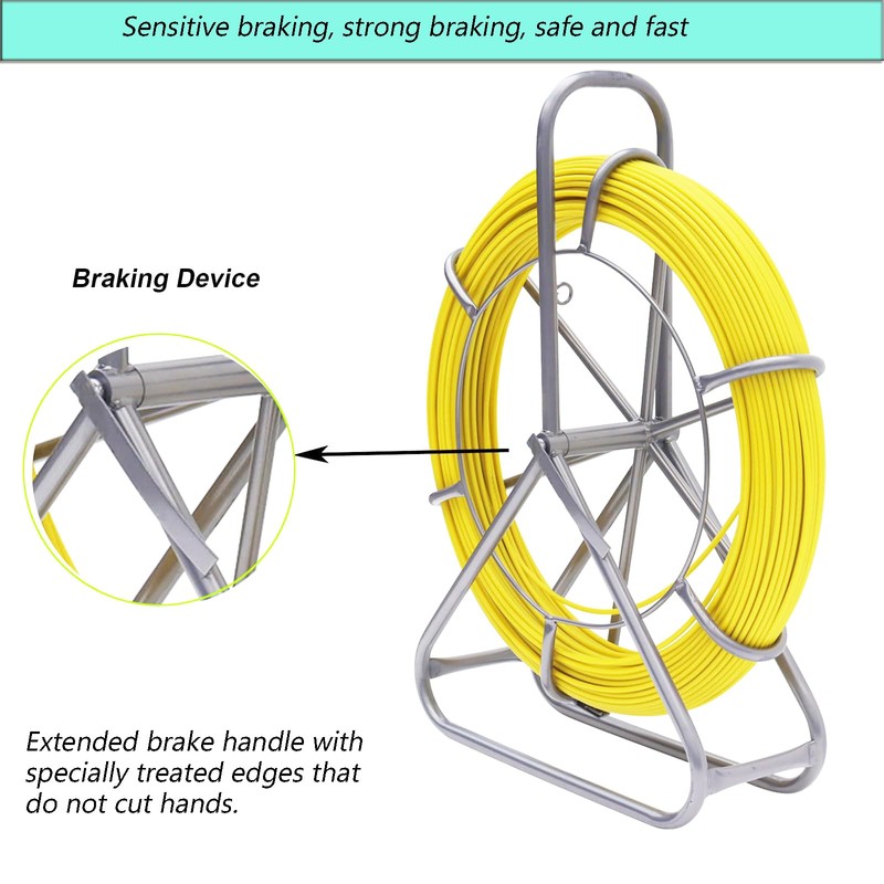 INTBUYING Fish Tape Fiberglass 425FT 6MM Duct Rodder with Brake
