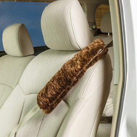 Engel Worldwide Soft, Comfortable Universal Fitting Genuine Merino Sheepskin Seat Belt Shoulder Cover Pads for Adults, Children, Youth. Twin Pack - Multiple Colors Available (Brown)