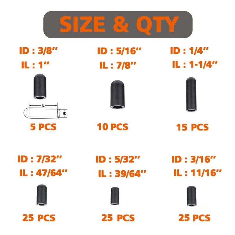 105 PCS Vacuum Cap Assortment Kit, Dropper ID 3/8'' 5/16''