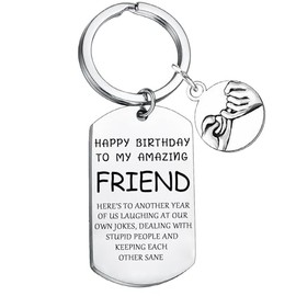 Waeceip Happy Birthday Gifts for Friends Friendship Keychain Funny Gift for Women Birthday Gifts for Best Friend Coworker Bestie