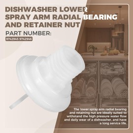 Dishwasher Lower Spray Arm Radial Bearing and Retainer Nut Replace 9742945 9742946 for Whirlpool Dishwasher