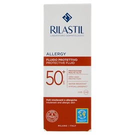 Rilastil - Sun System Allergy 100, Fluido Protector, Proteccin Muy Alta SFP50, Protege y Calma, Resistente al Agua, Contra Rayos UVA, UVB y Luz Azul, 