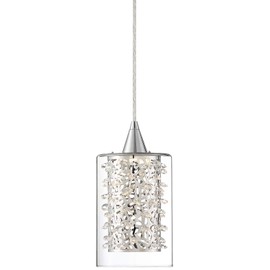 Possini Euro Design Enya Chrome Mini Pendant Lighting 5 1/2" Wide Modern Dimmable LED Crystal Clear Glass for Dining Room Living House Home Foyer Kitchen Island Entryway Bedroom High Ceilings