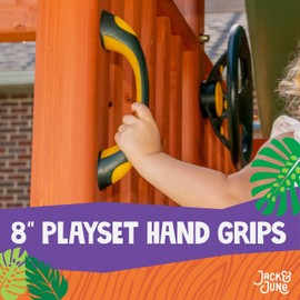 Jack and June Green/Yellow Two-Piece 8” Plastic Playset Handgrips for Added Support and Safety (2 Pack)