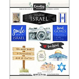 Scrapbook Customs 61270 Israel Watercolor Sights Stickers
