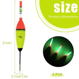 XPEX 5 Piece Float Set, Fishing Floats, 10G Fishing Bobber Float, Luminous Fishing Floats Set, Fishing Floats and Bobbers, Fishing Floats Night Fishing, Fishing Floats for Crappie, Pike, Perch, Carp