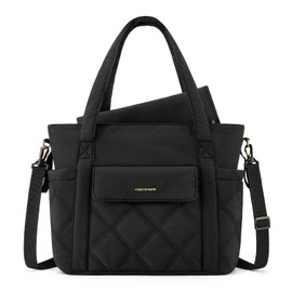 mommore Diaper Bag Tote, Small Baby Bag with Insulated Pockets, Lightweight Quilted Tote Bag for Mom with Stroller, Gym Bag with Yoga Strap for Work Nurse Travel