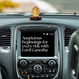 House Of Wemy 24k Gold Plated Ganesh Idol/Murti with Kalpavriksh Tree for Car Dashboard, Office Table, Gifting and Home Aesthetic Decoration yellow