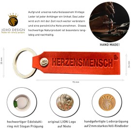 JOKO DESIGN Heart Man Favourite Person Leather Keyring Gift Girlfriend Partner Daughter Gift Idea, Heart Man Vintage Red, Classic